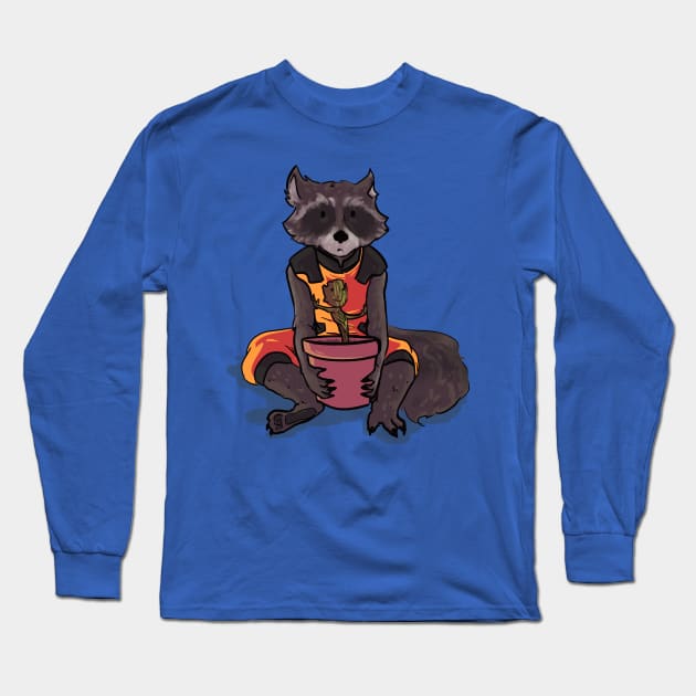 rocket and groot Long Sleeve T-Shirt by inkpocket